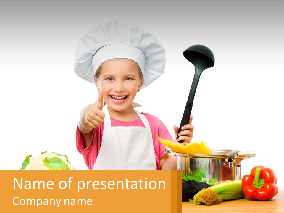 A Girl In The Role Of A Cook PowerPoint Template
