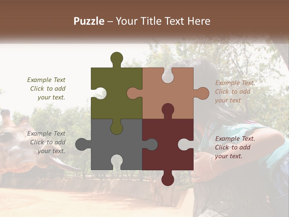 Girl Feeding A Giraffe PowerPoint Template