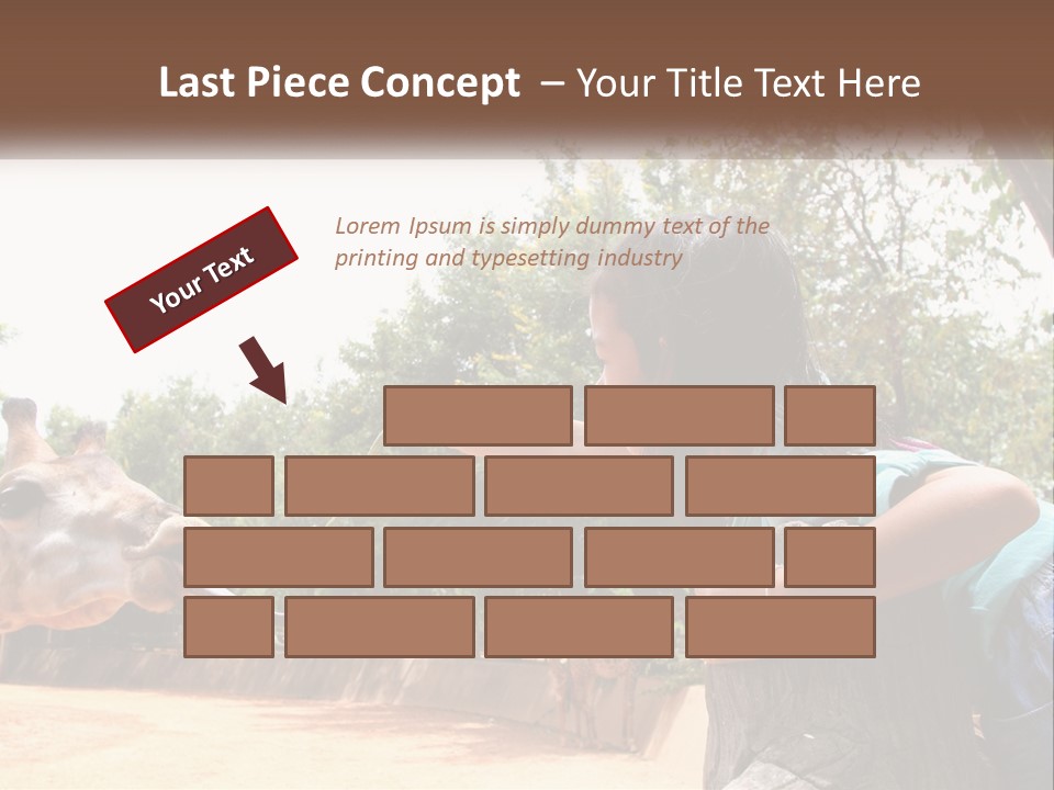 Girl Feeding A Giraffe PowerPoint Template