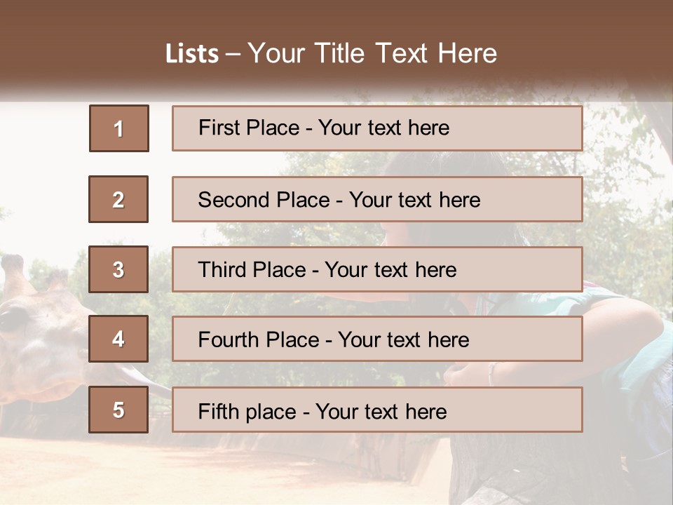 Girl Feeding A Giraffe PowerPoint Template