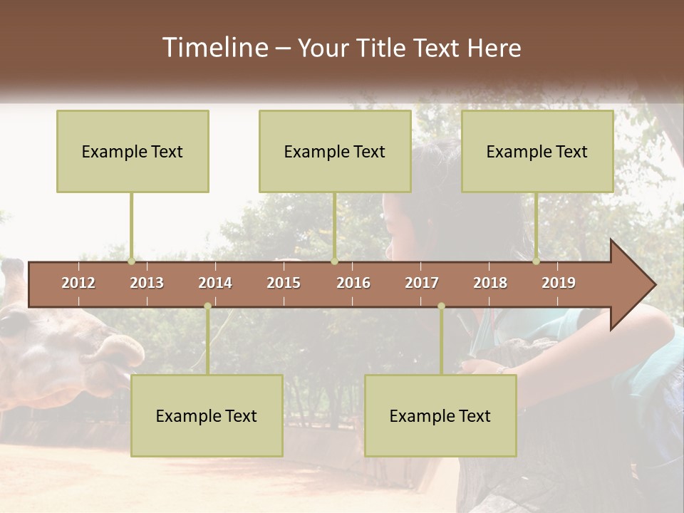 Girl Feeding A Giraffe PowerPoint Template