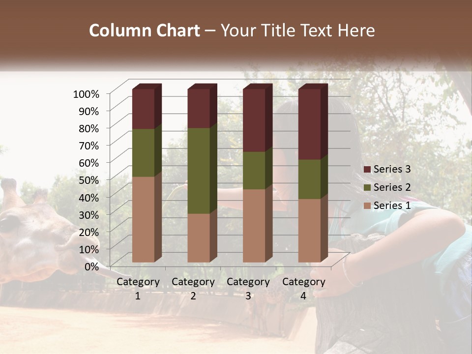 Girl Feeding A Giraffe PowerPoint Template