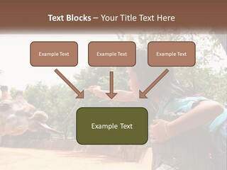 Girl Feeding A Giraffe PowerPoint Template