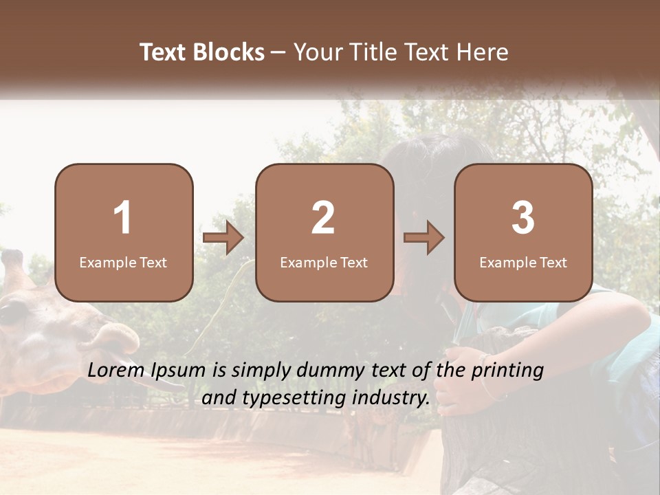 Girl Feeding A Giraffe PowerPoint Template