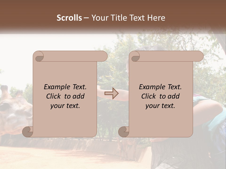 Girl Feeding A Giraffe PowerPoint Template