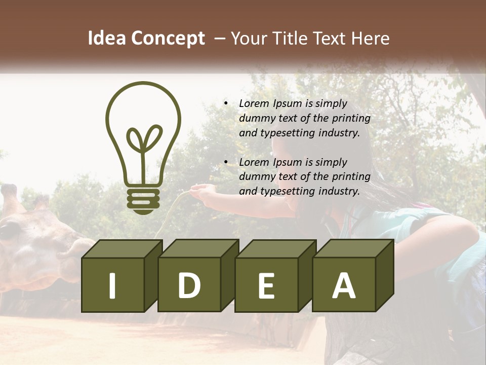 Girl Feeding A Giraffe PowerPoint Template