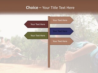 Girl Feeding A Giraffe PowerPoint Template