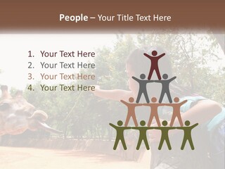 Girl Feeding A Giraffe PowerPoint Template