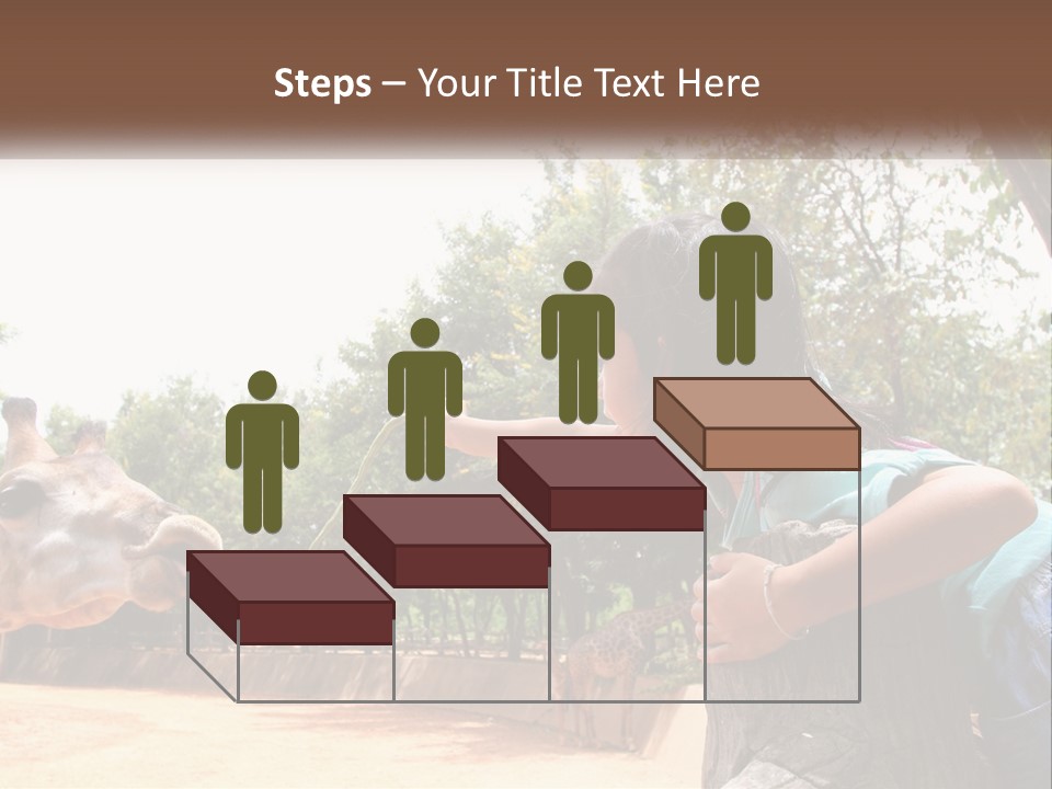 Girl Feeding A Giraffe PowerPoint Template