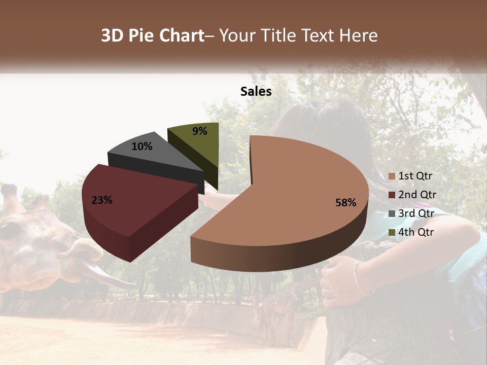Girl Feeding A Giraffe PowerPoint Template