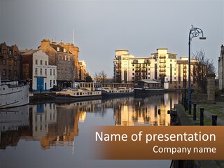 City With A Bay PowerPoint Template