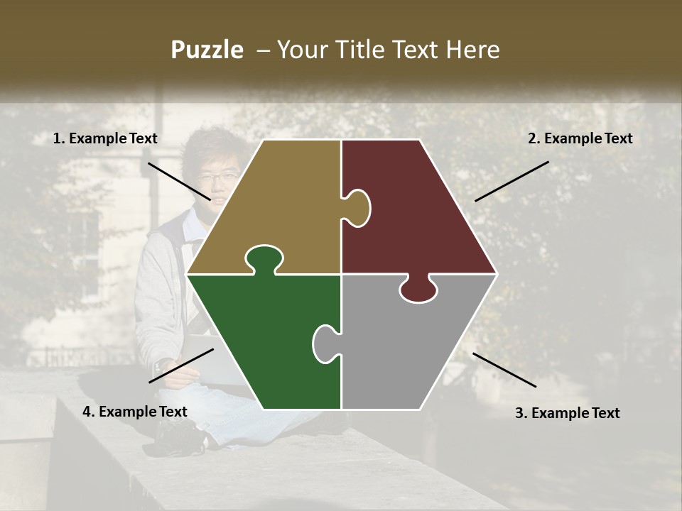 Student With Laptop On Break PowerPoint Template