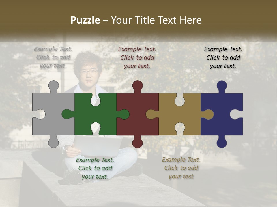 Student With Laptop On Break PowerPoint Template