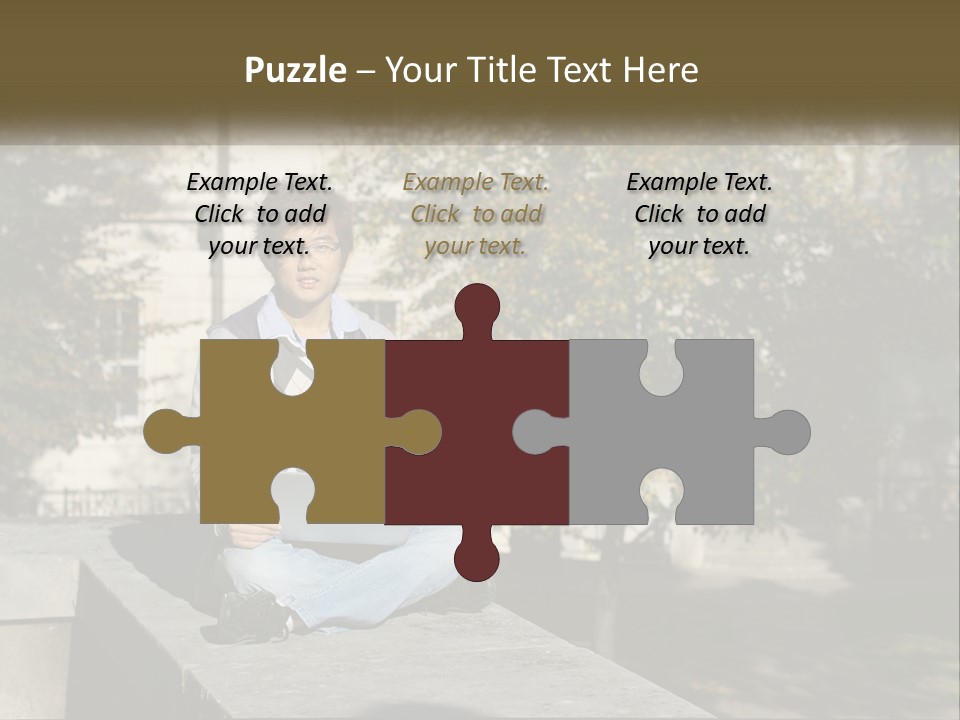 Student With Laptop On Break PowerPoint Template