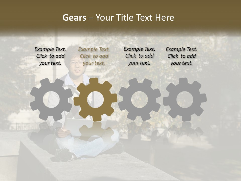 Student With Laptop On Break PowerPoint Template