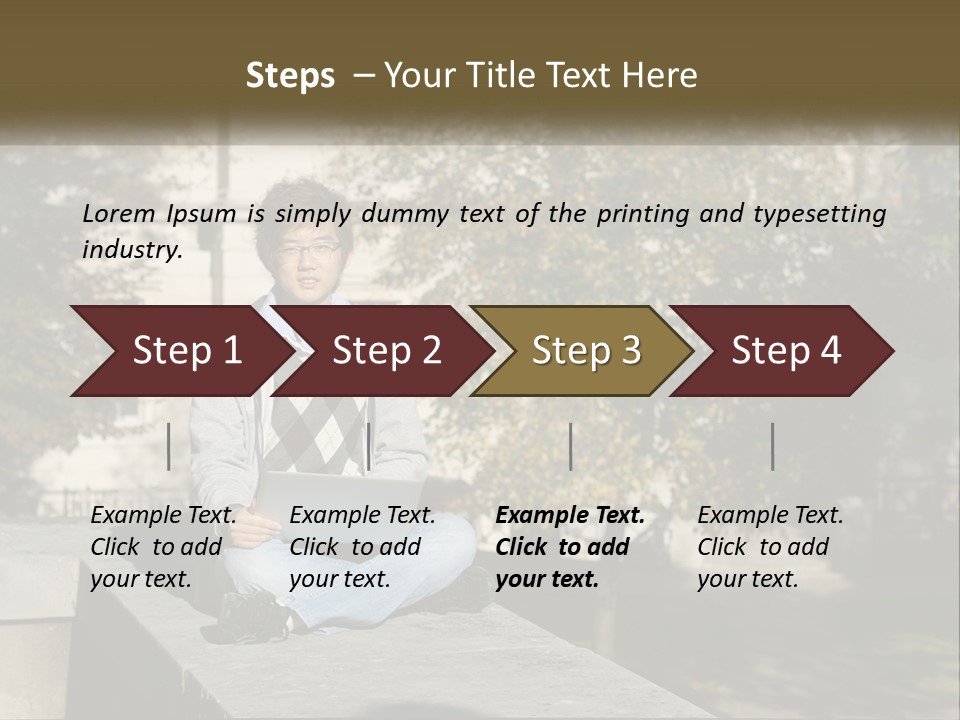 Student With Laptop On Break PowerPoint Template