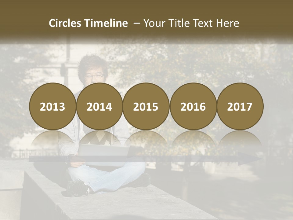 Student With Laptop On Break PowerPoint Template