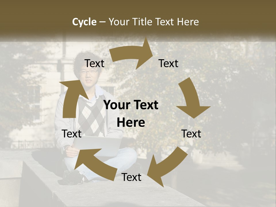 Student With Laptop On Break PowerPoint Template