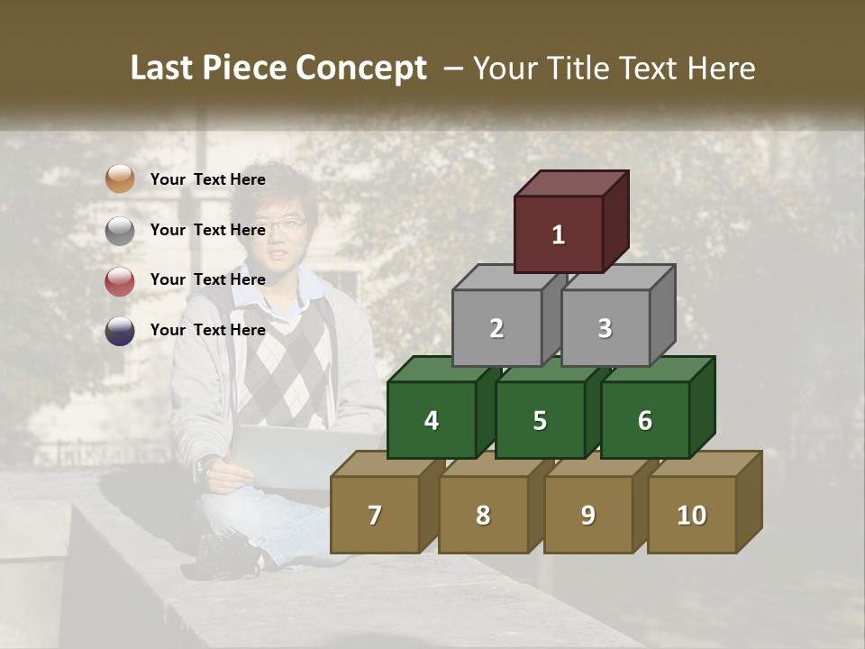 Student With Laptop On Break PowerPoint Template