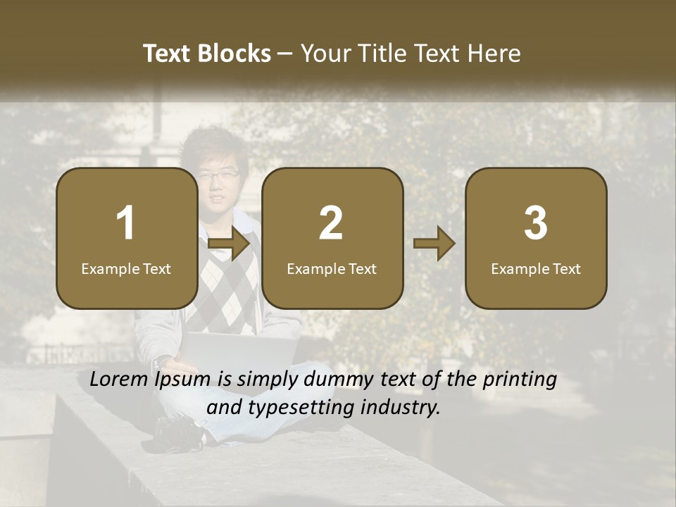 Student With Laptop On Break PowerPoint Template