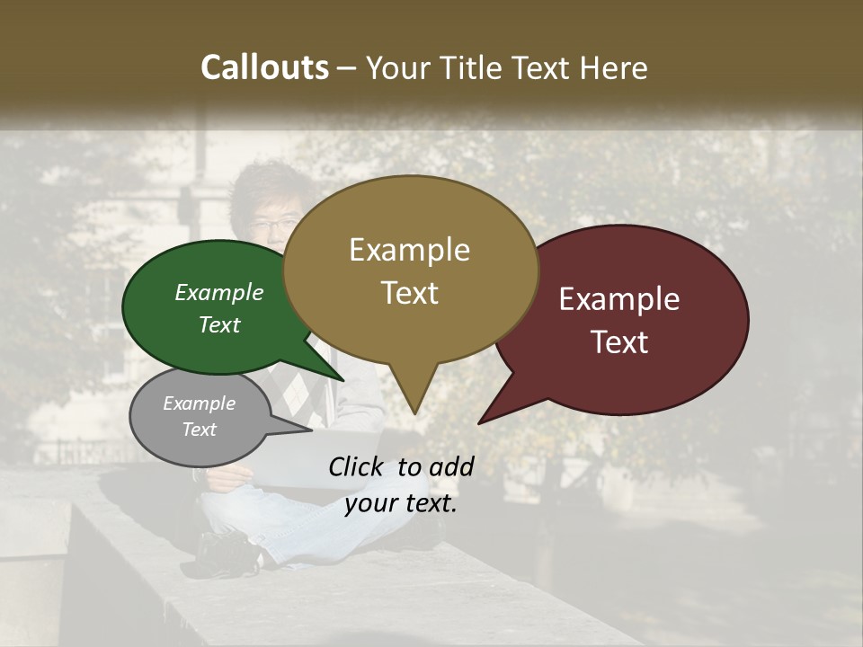 Student With Laptop On Break PowerPoint Template