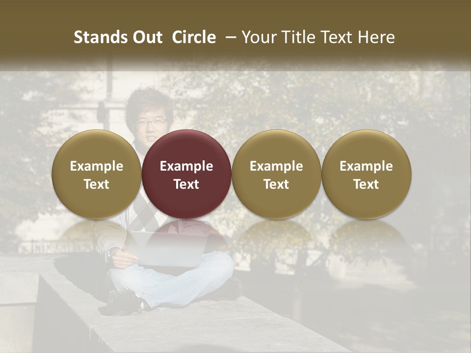 Student With Laptop On Break PowerPoint Template