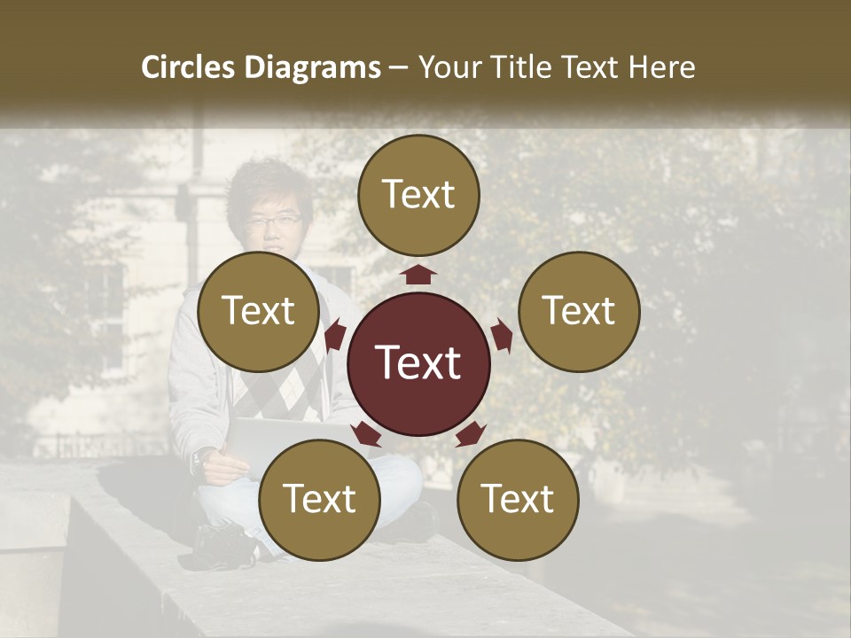 Student With Laptop On Break PowerPoint Template