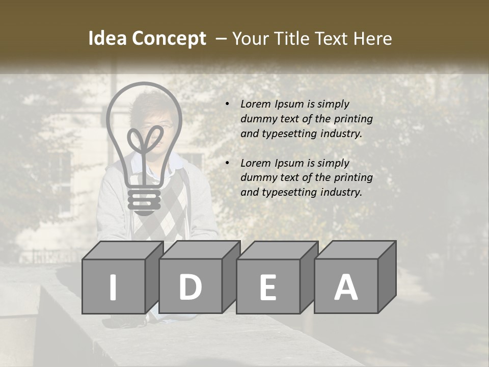 Student With Laptop On Break PowerPoint Template