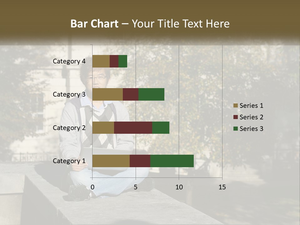 Student With Laptop On Break PowerPoint Template