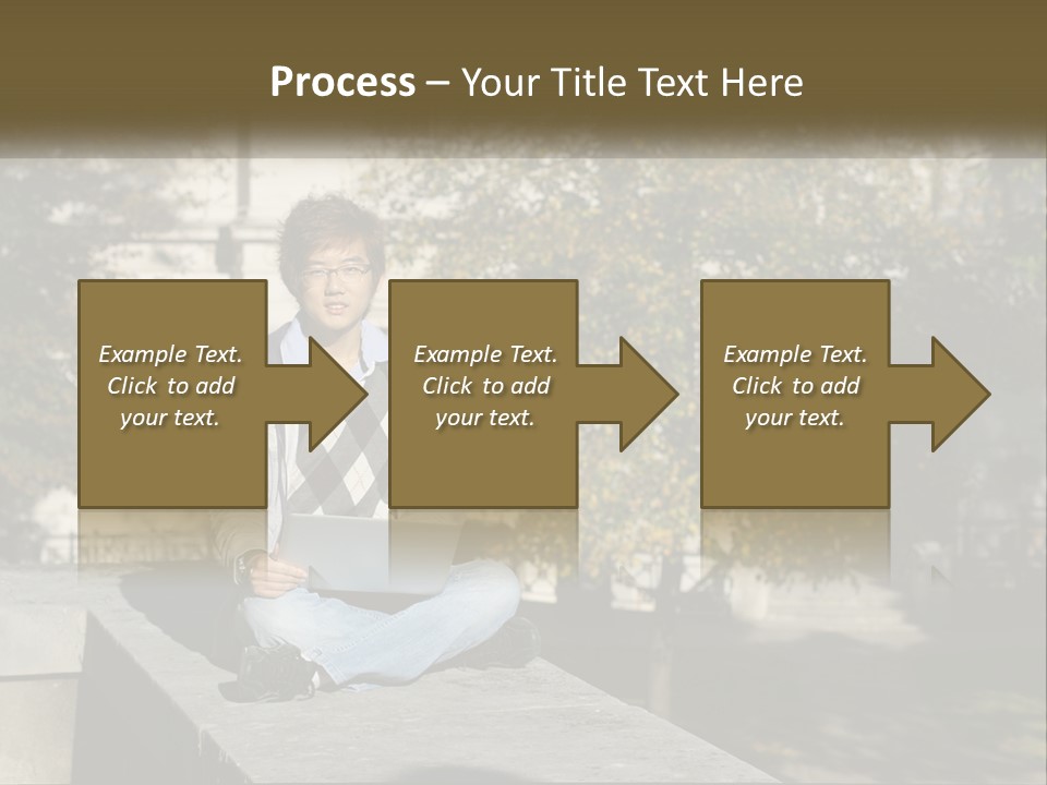 Student With Laptop On Break PowerPoint Template