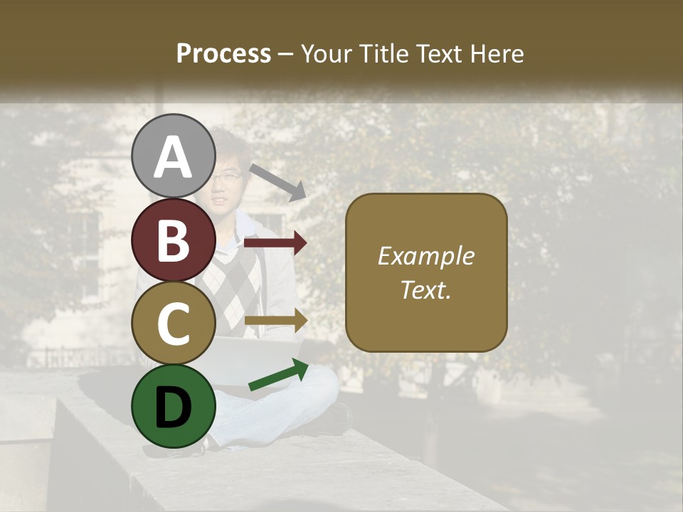 Student With Laptop On Break PowerPoint Template