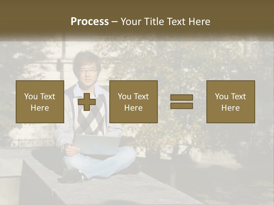 Student With Laptop On Break PowerPoint Template