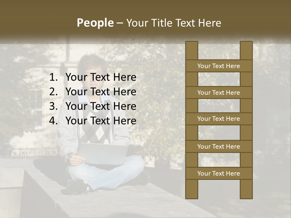 Student With Laptop On Break PowerPoint Template