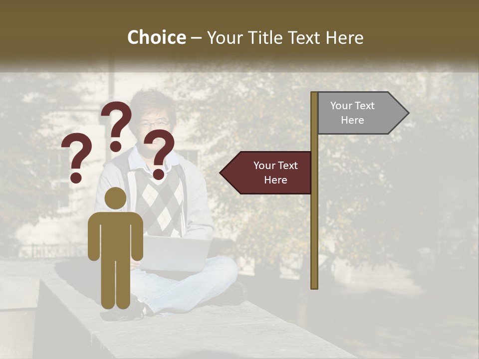 Student With Laptop On Break PowerPoint Template