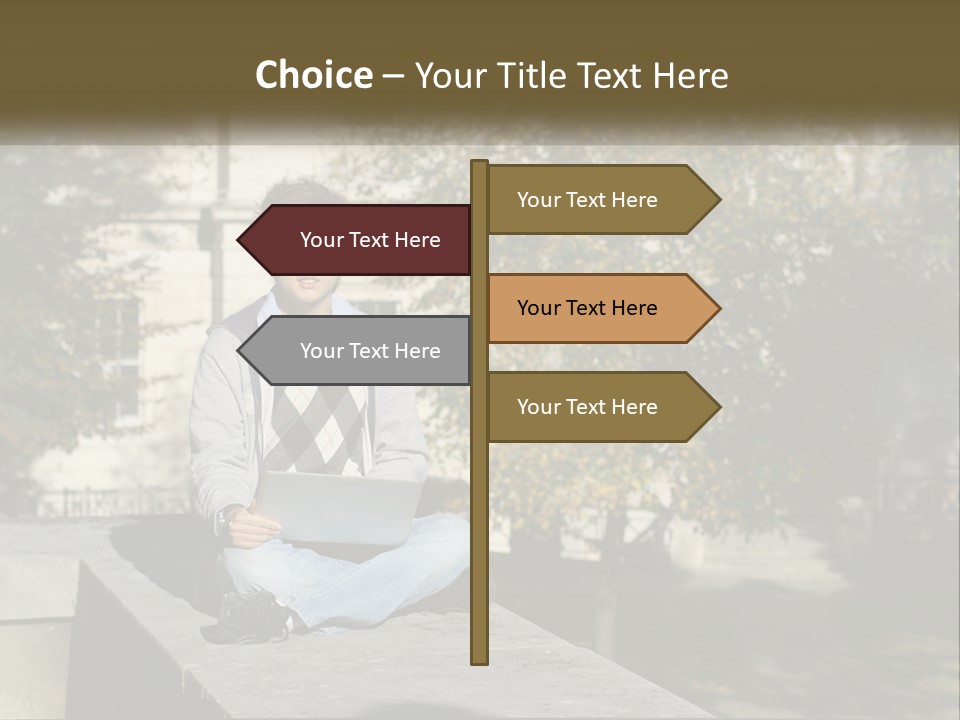 Student With Laptop On Break PowerPoint Template