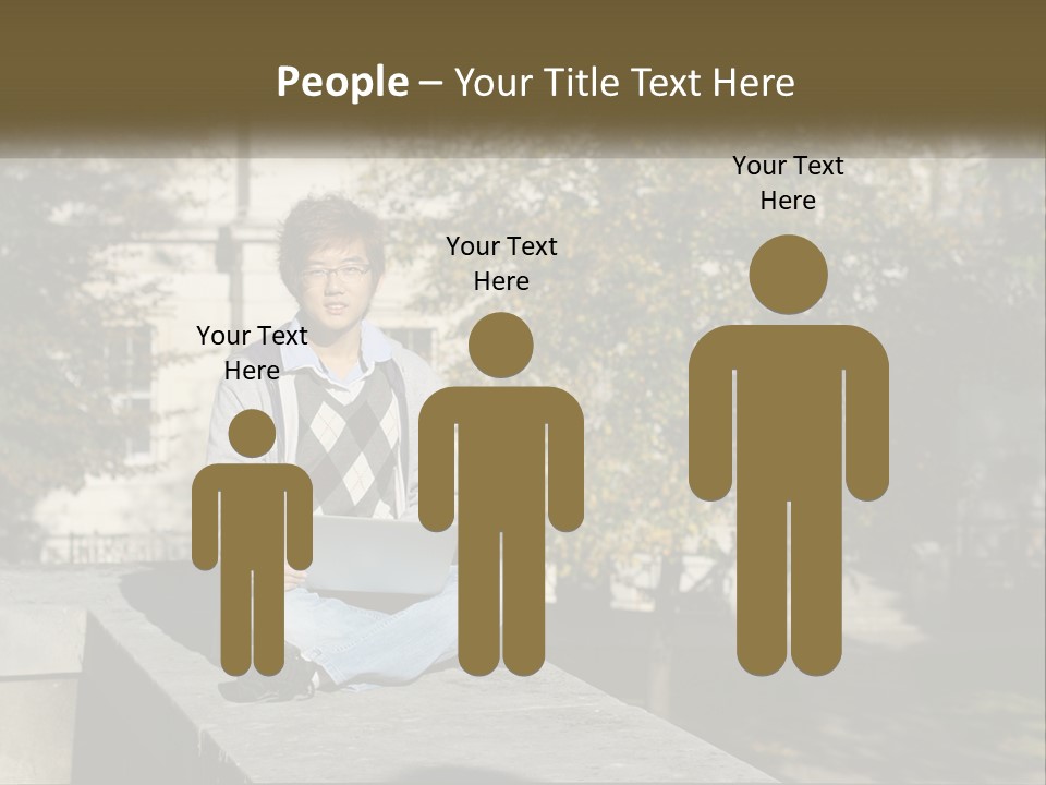 Student With Laptop On Break PowerPoint Template