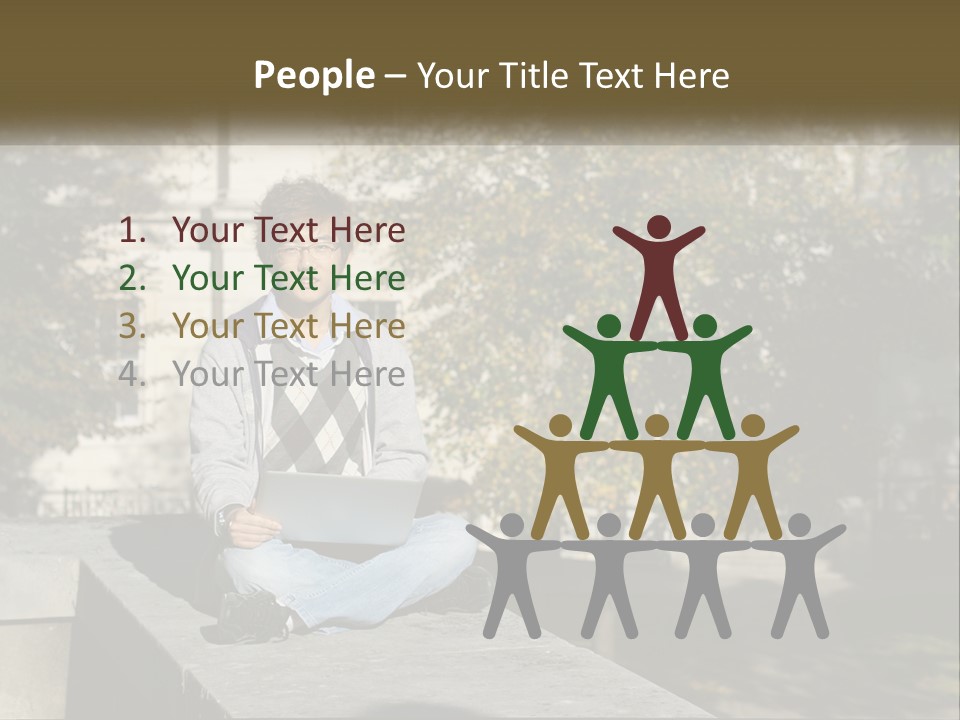 Student With Laptop On Break PowerPoint Template