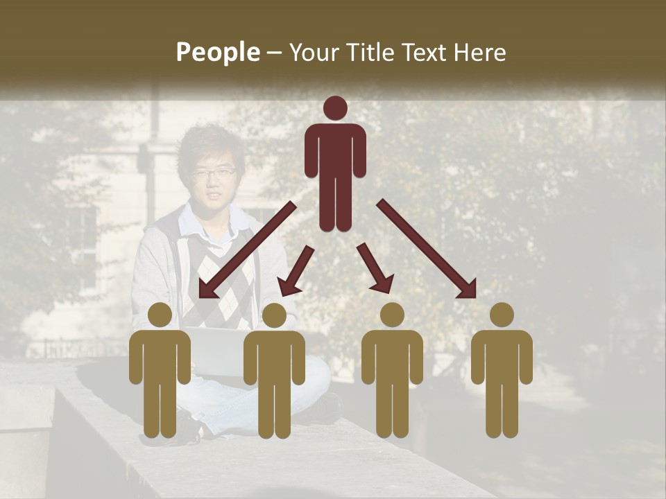 Student With Laptop On Break PowerPoint Template