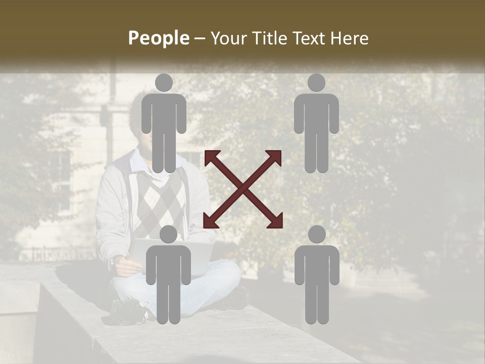 Student With Laptop On Break PowerPoint Template