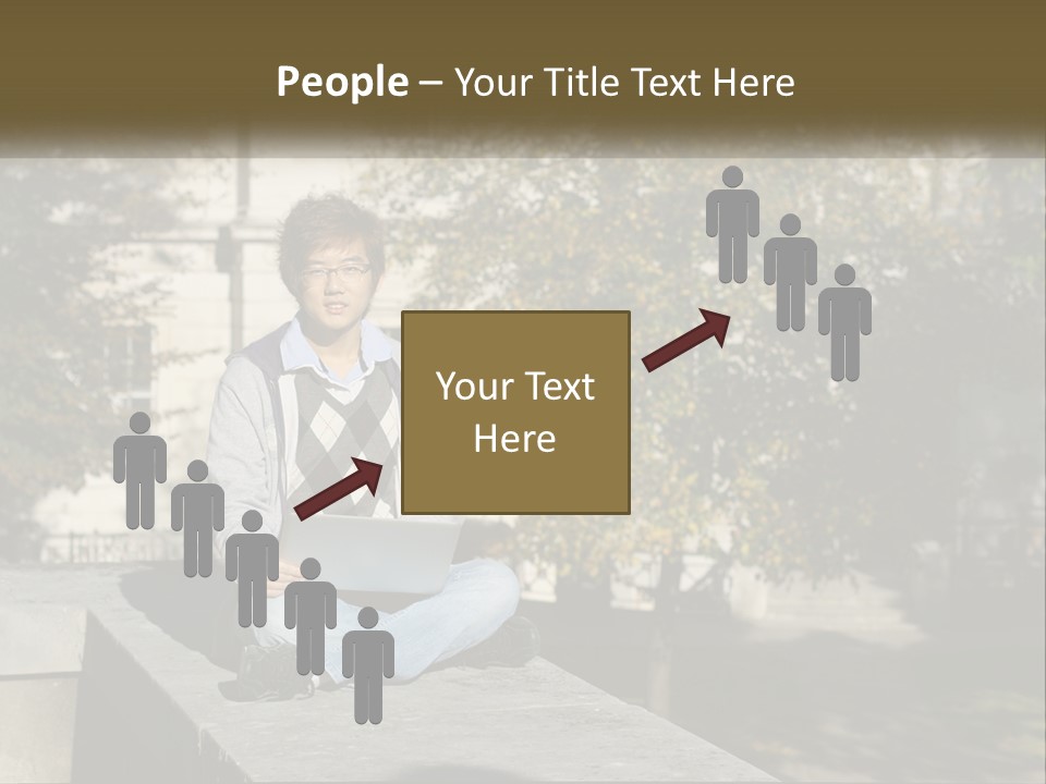 Student With Laptop On Break PowerPoint Template