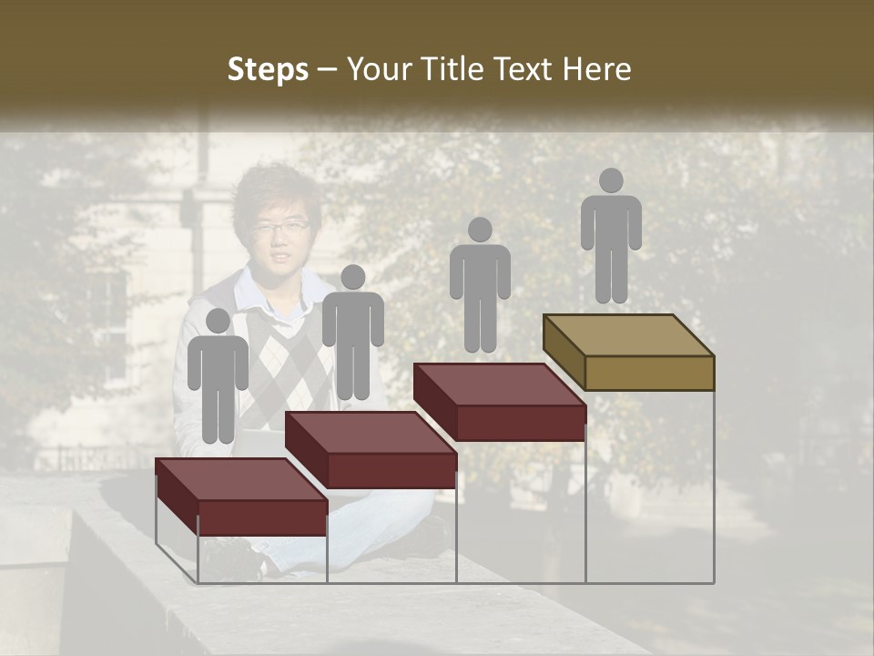 Student With Laptop On Break PowerPoint Template