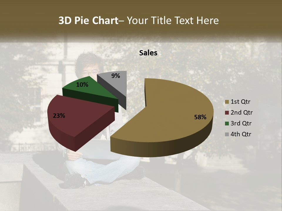 Student With Laptop On Break PowerPoint Template