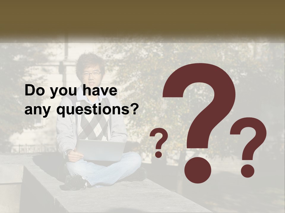 Student With Laptop On Break PowerPoint Template