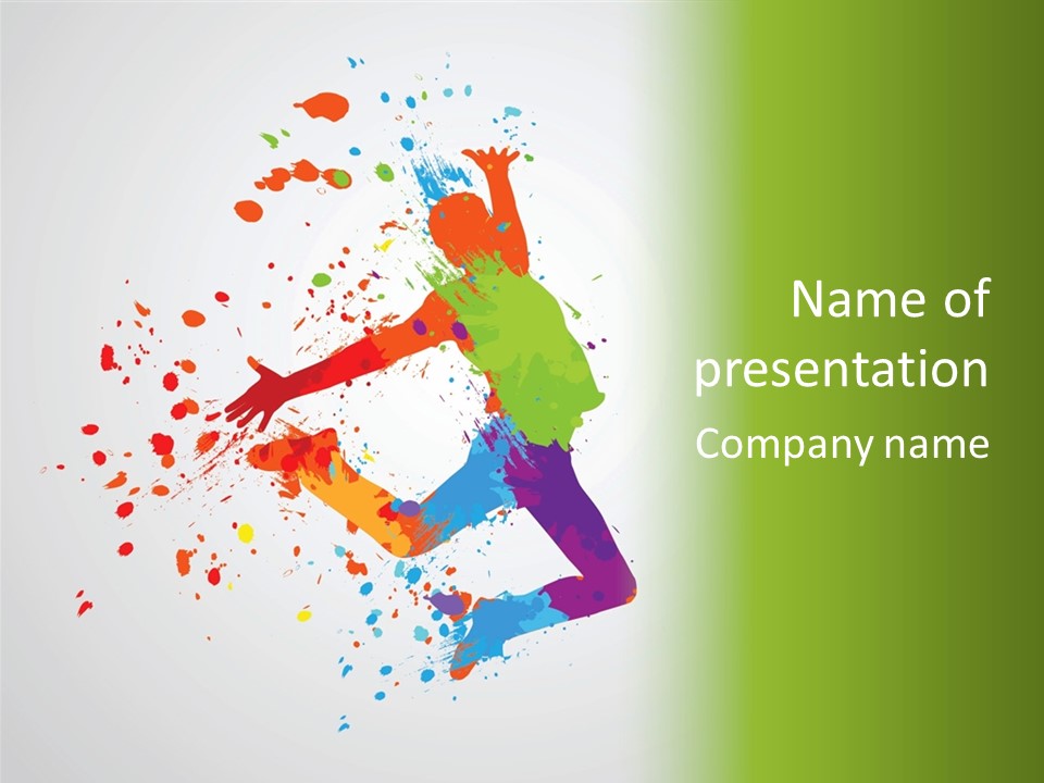 Dancing Boy With Colorful Spots And Splashes PowerPoint Template