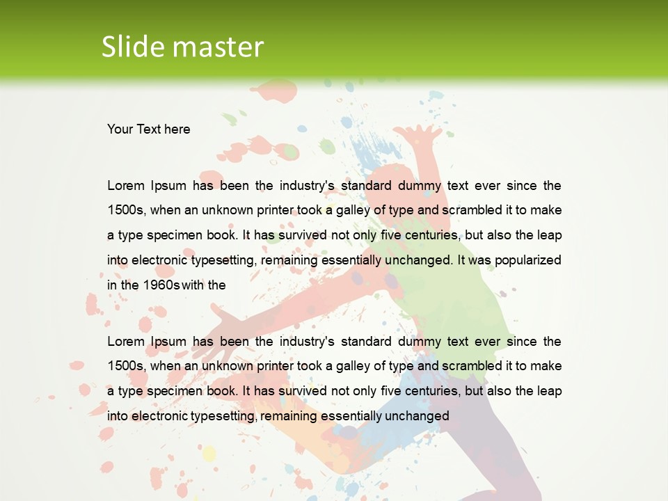 Dancing Boy With Colorful Spots And Splashes PowerPoint Template