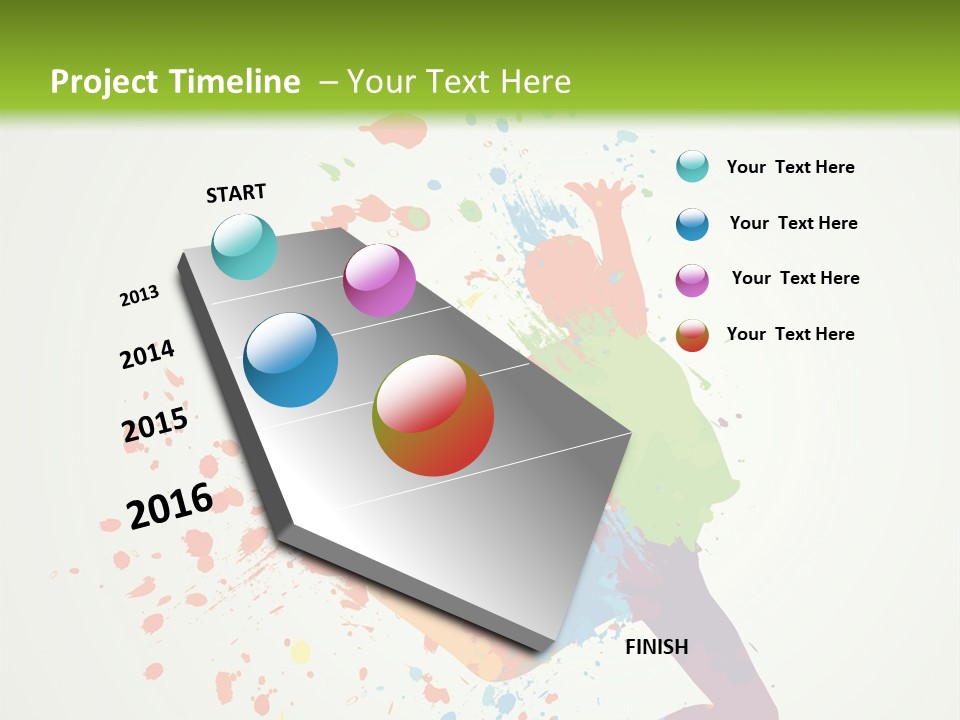 Dancing Boy With Colorful Spots And Splashes PowerPoint Template