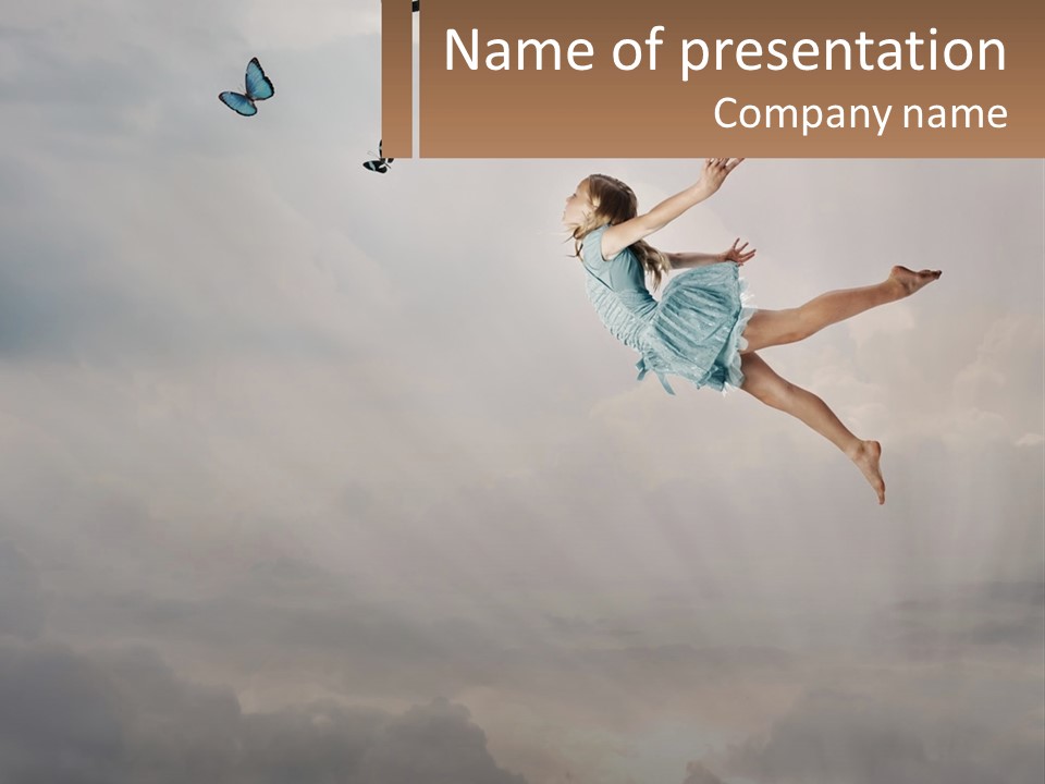 Girl Flying In The Sky PowerPoint Template
