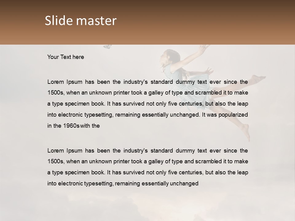 Girl Flying In The Sky PowerPoint Template