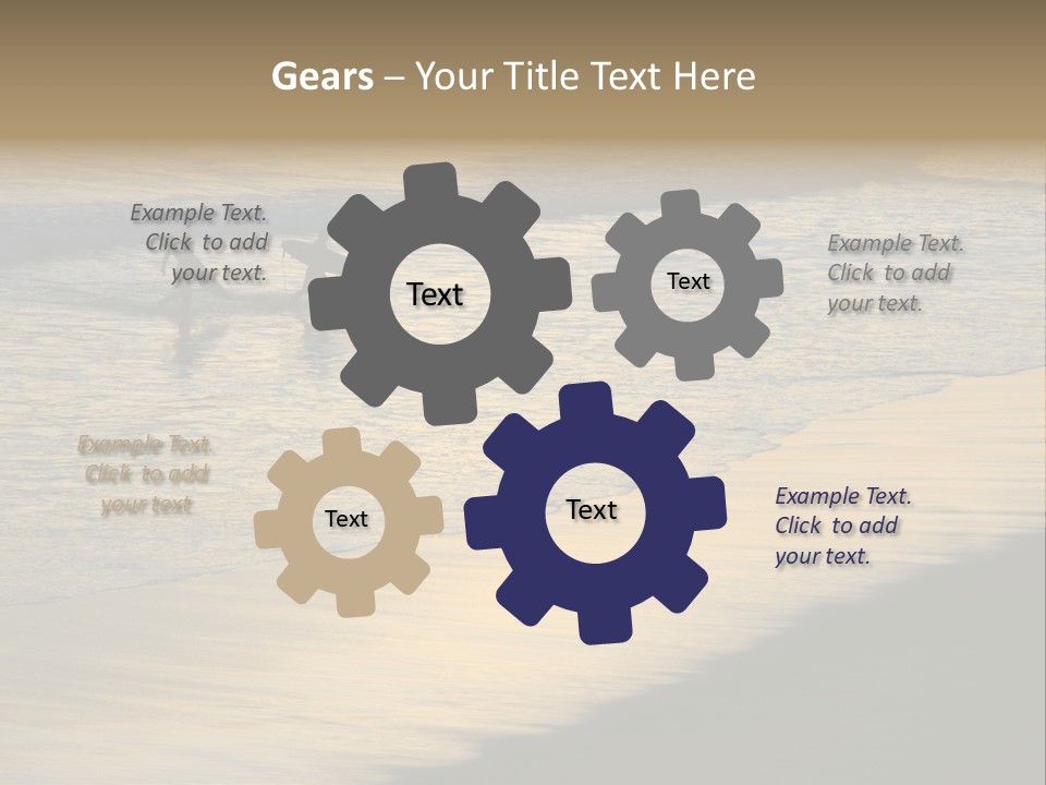 Surfers Walk From The Beach In The Evening PowerPoint Template