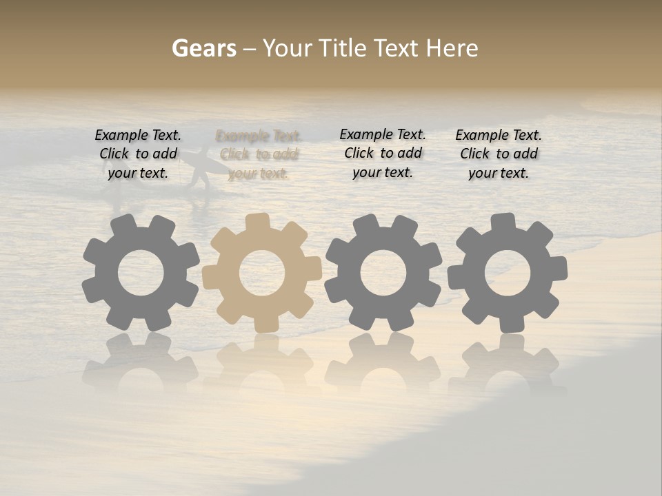 Surfers Walk From The Beach In The Evening PowerPoint Template